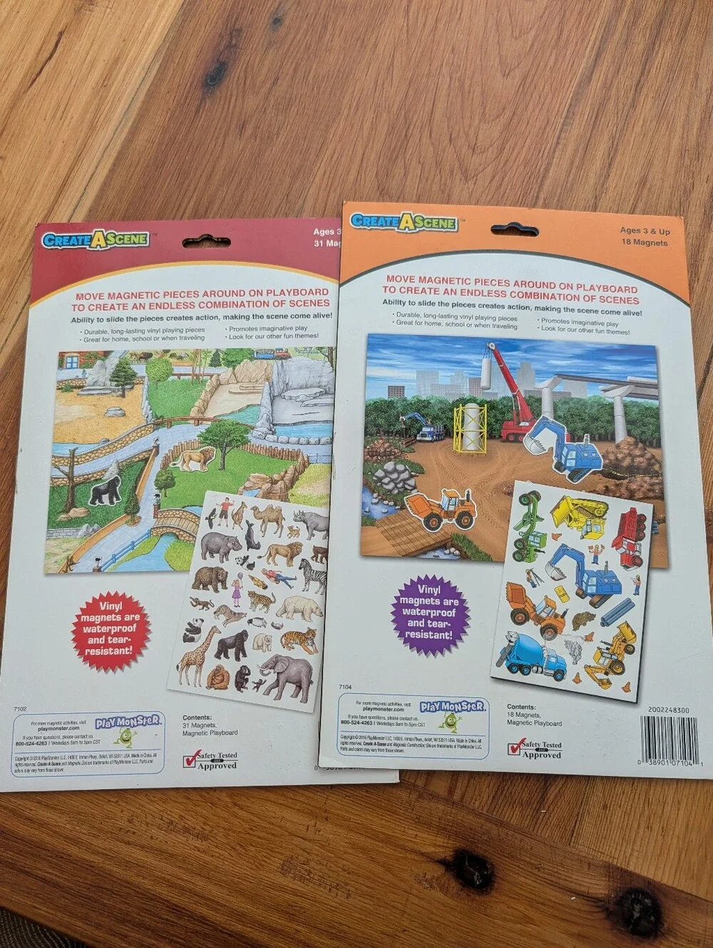 Magnetic Zoo & Construction Site Playsets - Green, Yellow, Red